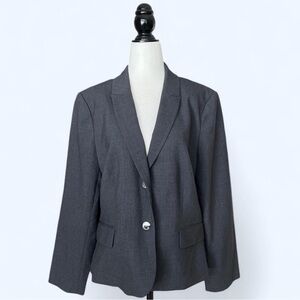 Vintage Calvin Klein Women’s Grey Blazer Business Office Workwear Jacket Large